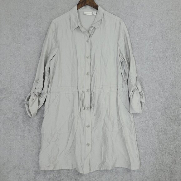 Chico's Womens Gray Button-Up Shirt Dress Size 2/L Rayon/Nylon Blend  28PT - Picture 1 of 8